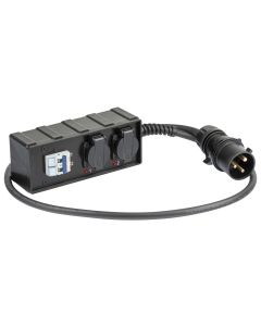 Coffret de distribution électrique portable, CEE 32 A, 2 prises Schuko, disjoncteurs 16 A