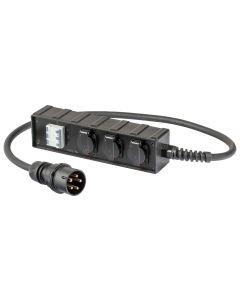Coffret de distribution électrique, entrée 32 A 400 V, 3 prises Schuko, disjoncteur différentiel 0,03 A