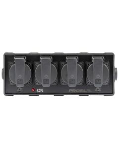 Boîtier de distribution électrique 4 canaux, 4 prises Schuko, powerCON TRUE1 16 A, charge maximale 16 A