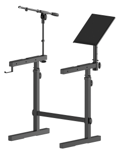 Support multifonction pour claviers, charge 45 kg, hauteur 600 à 810 mm, tablette inclinable