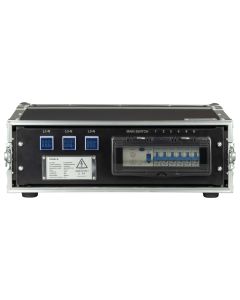 Coffret d'alimentation portable IP44, entrée 63 A 400 V, 2 liaisons 32 A, 9 sorties 16 A