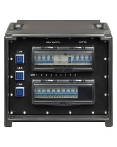 Coffret électrique portable, IP55, 9 sorties CEE 16 A, entrée 32 A 400 V