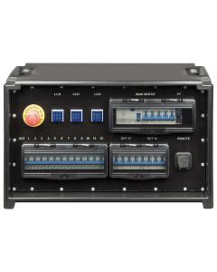 Coffret électrique portable IP55, entrée 63 A, 2 sorties 32 A, 12 sorties 16 A, arrêt d’urgence