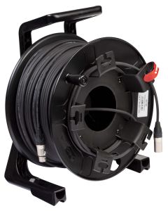 Enrouleur de câble microphone, 2 x 0,34 mm2, connecteurs NEUTRIK NC3FXX + NC3MXX, noir