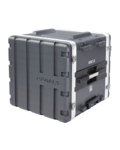 Flight case rack 19", 10 U, profondeur utile 420 mm, trolley escamotable, 4 roulettes