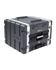 Flight case rack 19', 8 U, profondeur intérieure 420 mm, poignée trolley rétractable, 4 roulettes