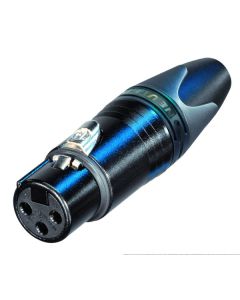 Connecteur XLR femelle 3 pôles pour câble, boîtier en métal noir, contacts argentés
