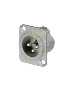 Connecteur XLR mâle de panneau, 3 pôles, format D, boîtier métallique, contacts argentés