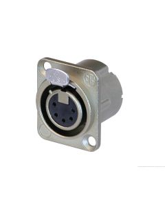 Connecteur XLR femelle à encastrer, 5 pôles, format D, boîtier métallique nickelé, contacts argentés
