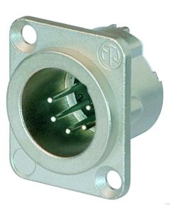 Connecteur XLR mâle encastrable, 5 pôles, format D, boîtier métallique, contacts argentés