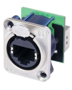 Embase RJ45 femelle de panneau, traversée RJ45/RJ45, 10Base-T, 100Base-T, loquet