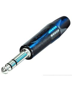Fiche jack mono 6,3 mm, contacts nickelés, finition chrome noir, corps extra-fin 14,5 mm