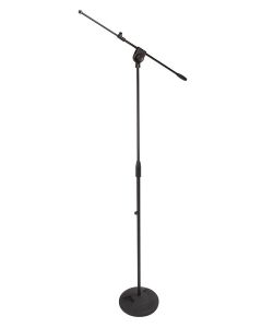 Pied de microphone à perche télescopique, hauteur 950 à 1650 mm, base en fonte Ø 300 mm