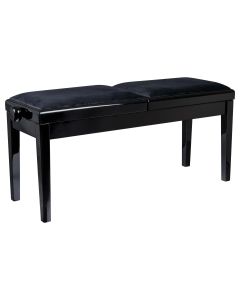 Banquette double pour piano, réglable, finition mate, Skai noir