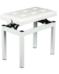 Banquette de piano à hauteur réglable, coussin 555 x 330 mm, acier peint blanc mat, 7,80 kg