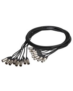 Câble multipaire analogique studio, 8 x XLR 3P Neutrik, 10 m, noir