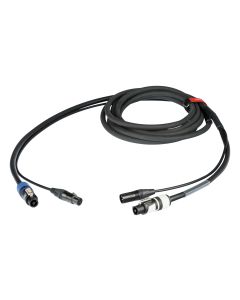 Câble combiné DMX et alimentation, 4 m, Neutrik NC3, POWERCON 20A, noir