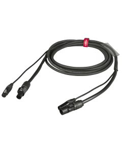 Câble combiné DMX et alimentation préassemblé, 2 m, noir, connecteurs NEUTRIK