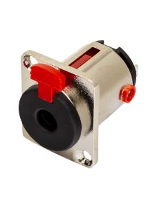 Prise jack femelle stéréo pour panneau, Ø 6,3 mm, aluminium anodisé, verrouillage à loquet