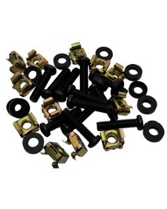 Kit d'accessoires de montage en rack, 12 écrous cage, 12 vis M6 x 25 mm, 12 rondelles en nylon