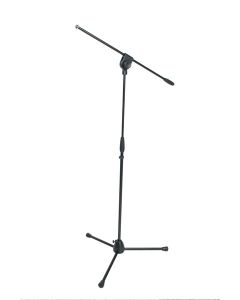 Pied de microphone avec perche, base tripode en aluminium moulé, hauteur 950-1600 mm, perche 750 mm