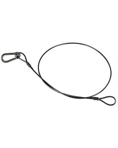 Câble de sécurité noir, acier inoxydable gainé PVC, Ø 3 mm, 850 mm, charge verticale maximale 20 kg