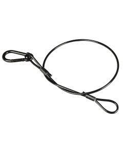 Câble de sécurité noir, acier inoxydable gainé PVC, diamètre 5 mm, longueur 850 mm, charge 32 kg