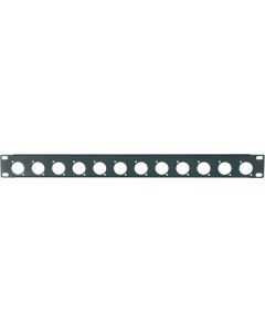 Panneau de rack 19", 1 U, 12 perforations Ø 24 mm pour connecteurs XLR/SPEAKON