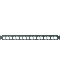Panneau rack perforé 19 in, 1 U, 16 logements XLR, diamètre 24 mm