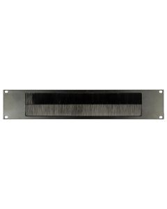 Panneau de rack 19", 2U, passe-câbles à brosse, aluminium, noir
