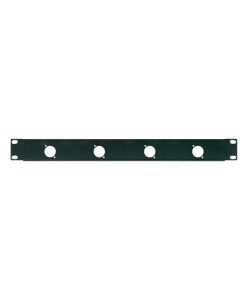 Panneau de rack 19 in 1 U, 4 perforations pour connecteurs XLR/Speakon, diamètre 24 mm