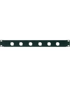 Panneau de rack 19", 1U, 6 perçages Ø 24 mm pour connecteurs XLR/SPEAKON