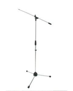 Pied de microphone avec perche, hauteur 900-1500 mm, perche 750 mm, base trépied Ø 680 mm
