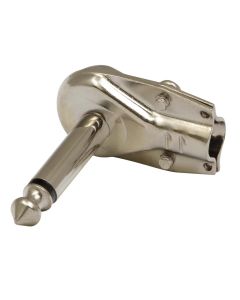 Fiche jack mâle mono coudée Ø 6,3 mm, coque nickelée