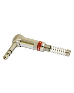 Fiche jack mâle coudée stéréo, Ø 6,3 mm, tout métal, sans rivets