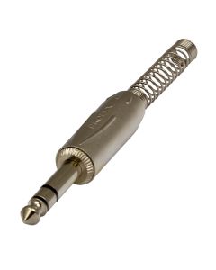 Fiche jack stéréo 6,3 mm, contacts nickelés, boîtier en aluminium moulé sous pression, argent