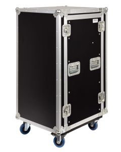 Flight case rack combo 19', 20 U, espace mixeur réglable 10 U, profondeur utile 450 mm, roulettes 100 mm