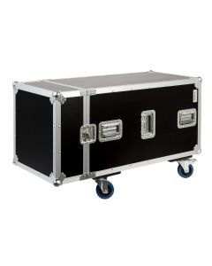 Valise pour 16 pieds de microphone, contreplaqué marin 5 plis, roulettes Ø 100 mm avec freins