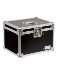 Flight case pour 12 microphones, contreplaqué marin 5 plis, revêtement noir, rangement câbles