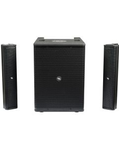 Système colonne amplifié 2.1, 1 400 W crête, 126 dB SPL, mixeur numérique 8 canaux