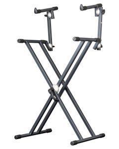 Support de clavier double étage, réglage SNAP LOCK, charge maximale 80 kg, gris anthracite