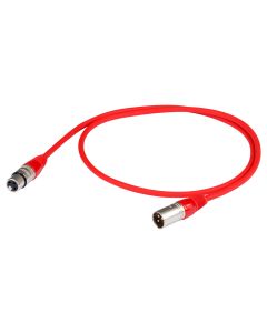 Câble équilibré XLR, 3 m, rouge, XLR 3P mâle vers femelle