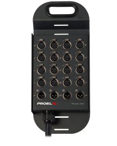 Boîtier de scène, 16 entrées XLR, 4 sorties XLR, câble 30 m, 20 paires