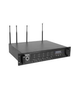 Récepteur de conférence sans fil UHF PLL, 5 canaux, jusqu'à 256 bases de microphone, rack 19"