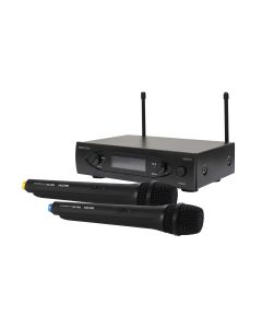 Système de microphones sans fil UHF, 2 canaux, microphones à main dynamiques cardioïdes, 24 bits, 863-865 MHz
