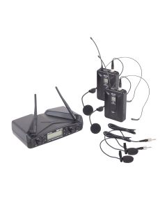 Système double de microphones sans fil UHF, PLL, 16 fréquences, 512-562 MHz, portée 30 m