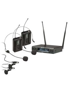 Système de microphone sans fil UHF, double émetteur boîtier, True Diversity, portée 50 m