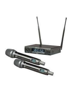 Système de microphones sans fil UHF, 2 micros main cardioïdes, diversité réelle, portée 50 m