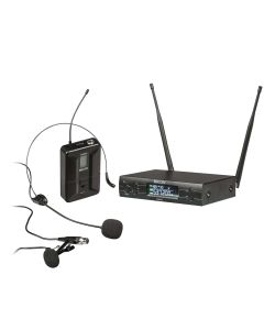 Système de microphone sans fil UHF, True Diversity, émetteur de poche, serre-tête et micro-cravate