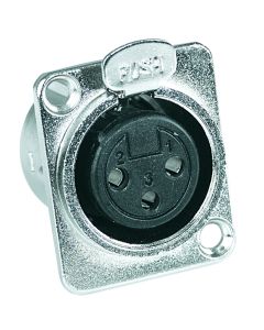 Embase XLR femelle encastrable, 3 pôles, à souder, aluminium, verrouillage, couleur nickel